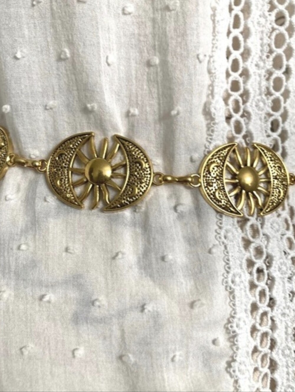 Gold Concho Chunky Sun Moon Chain waist Belt XS to XL Medallion boho Celestial - Picture 5 of 14